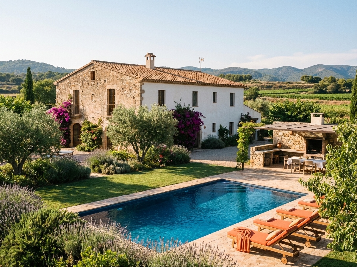Casa rural cerca de Salou con piscina privada y barbacoa para despedidas