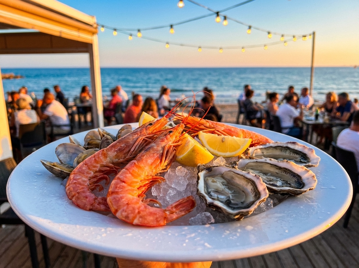 Marisco fresco en restaurante de Salou